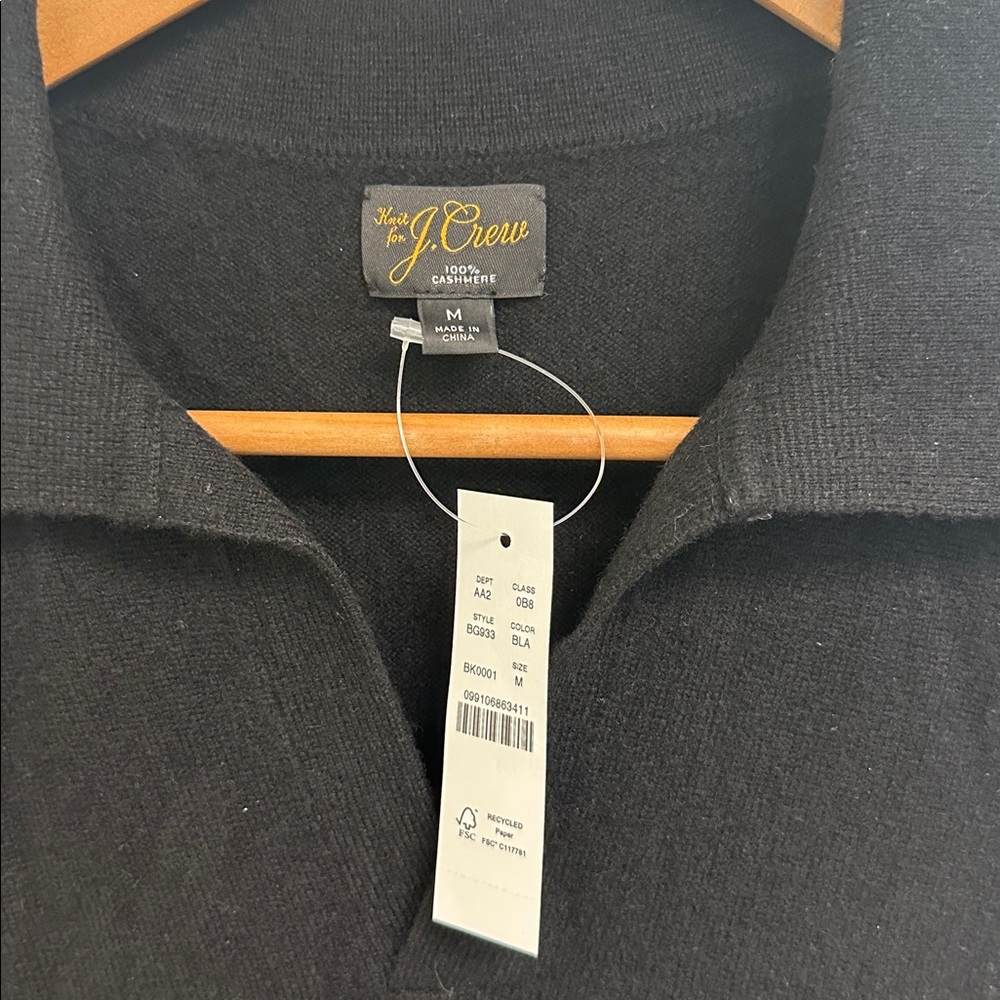 J. Crew Men’s Black Cashmere Polo Sweater - Picture 2 of 3
